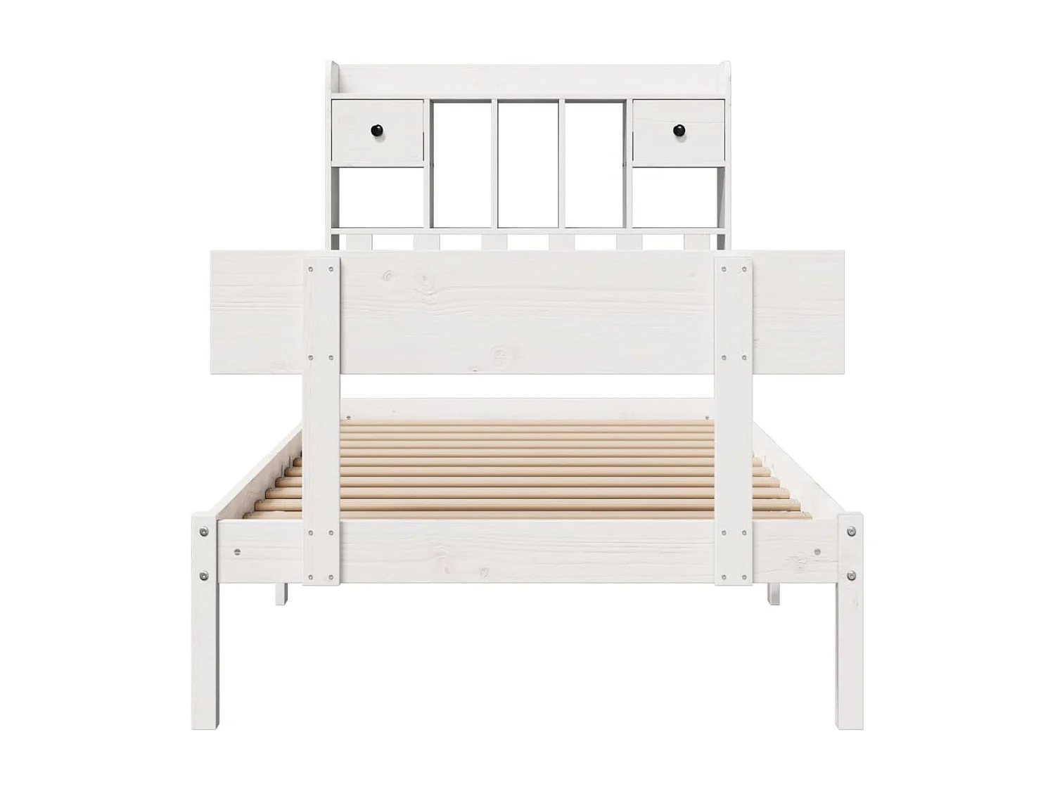 Lit bibliothèque sans matelas blanc 75x190cm bois de pin massif