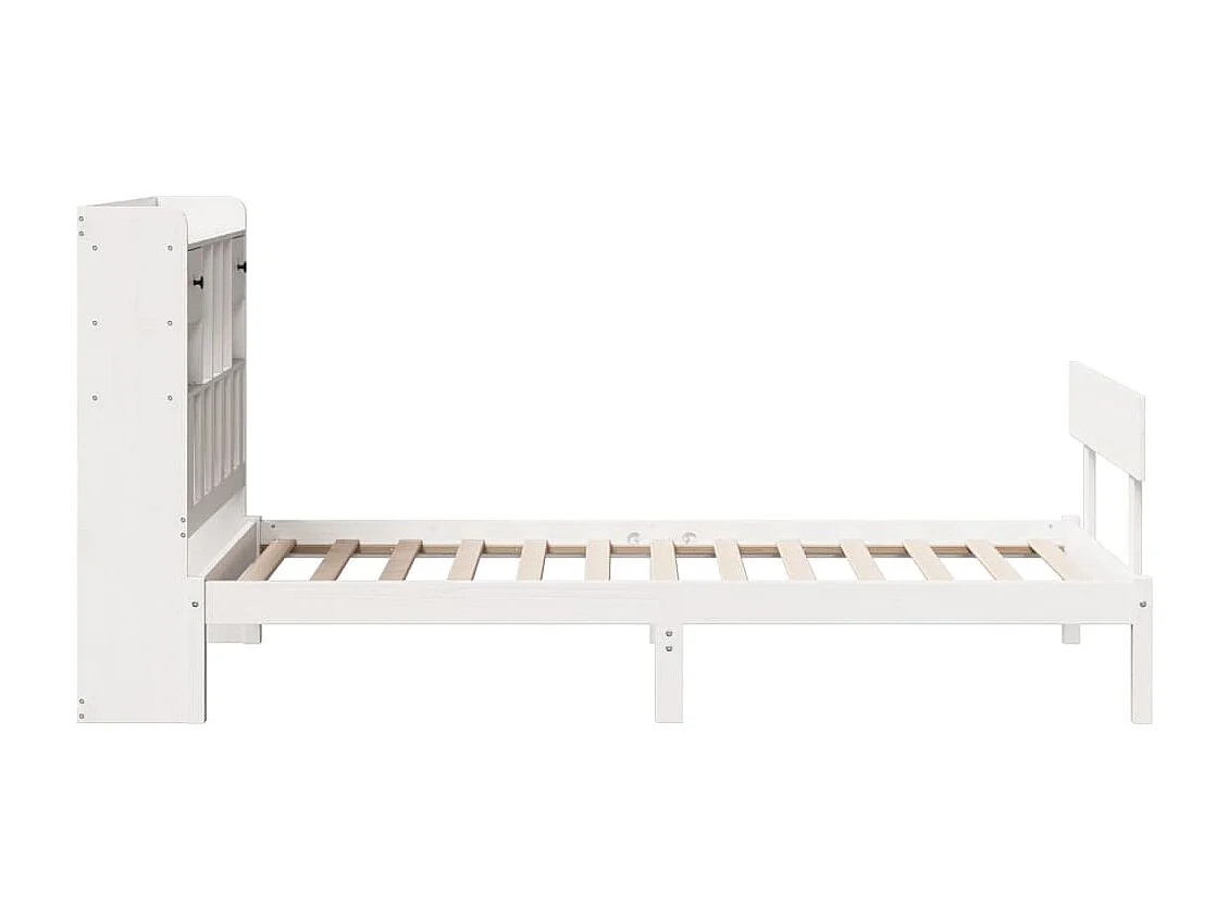 Lit bibliothèque sans matelas blanc 75x190cm bois de pin massif