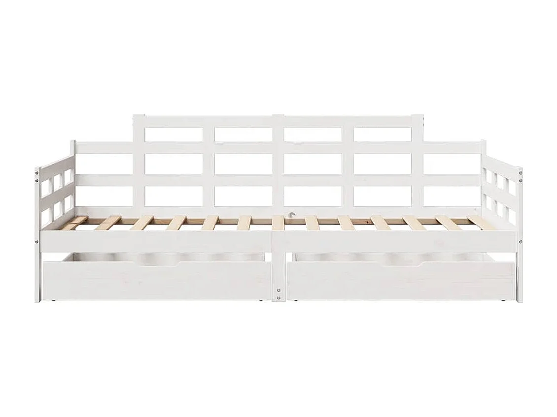 Lit de jour et tiroirs sans matelas blanc 90x190 cm bois massif