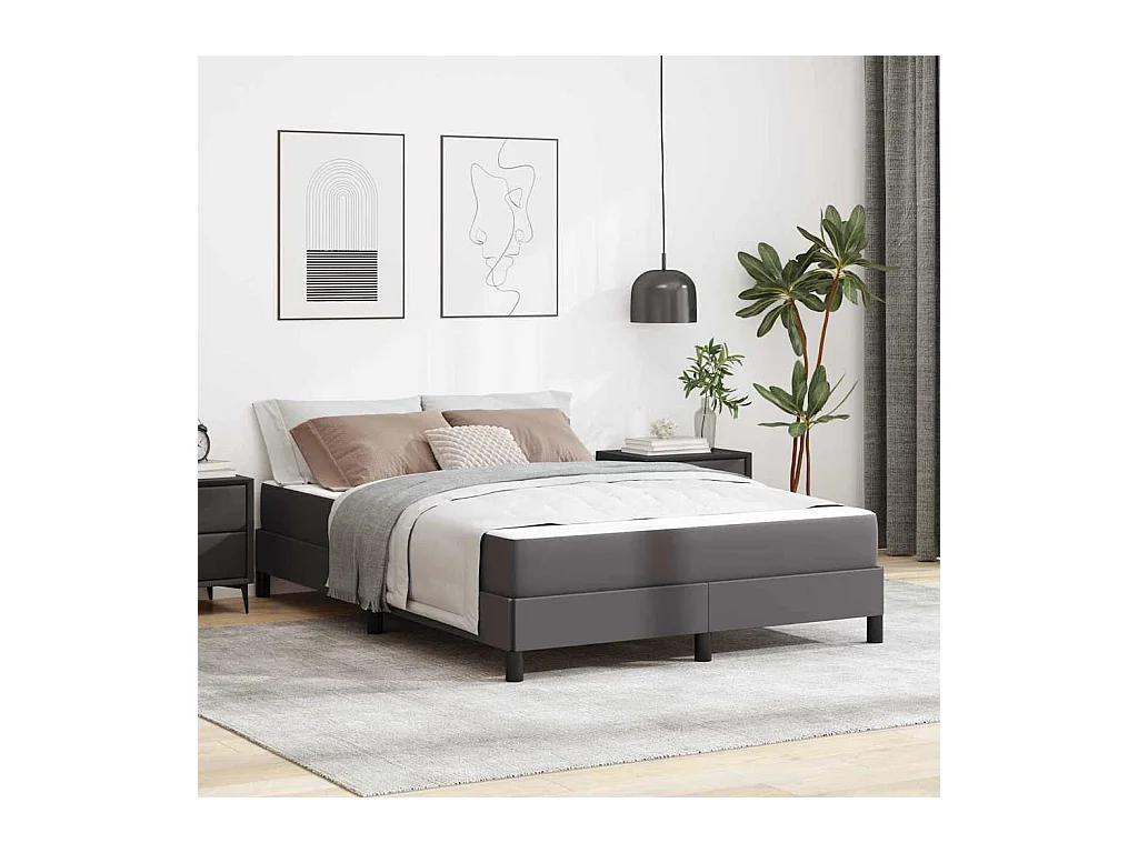 Bed met matras Grijs 140 x 200 cm Kunstleer