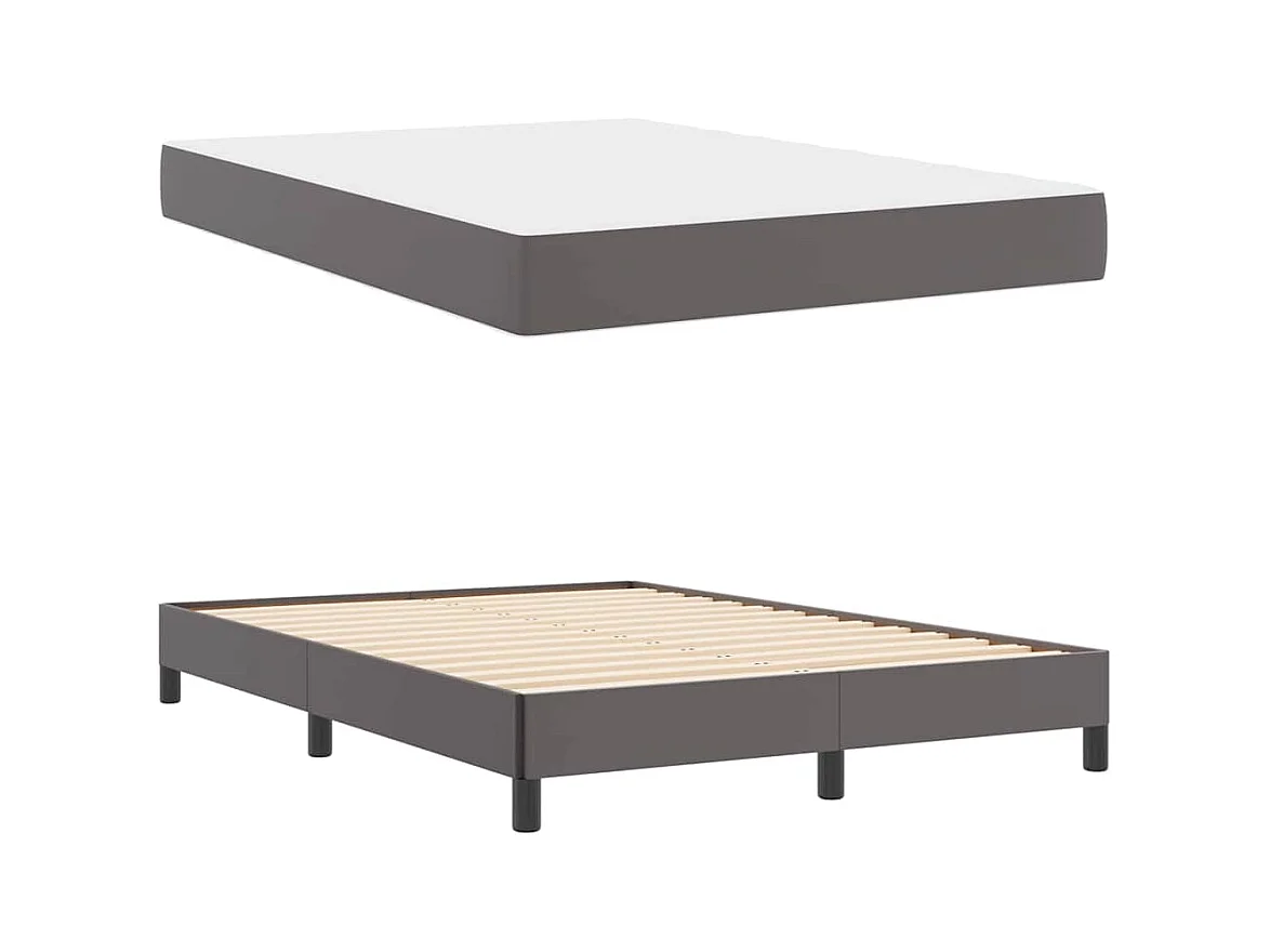Bed met matras Grijs 140 x 200 cm Kunstleer