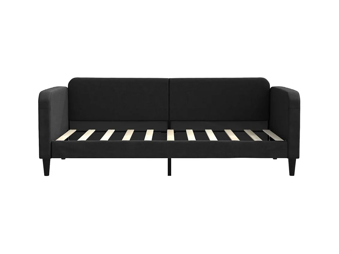 Lit de jour avec matelas noir 90x190 cm tissu