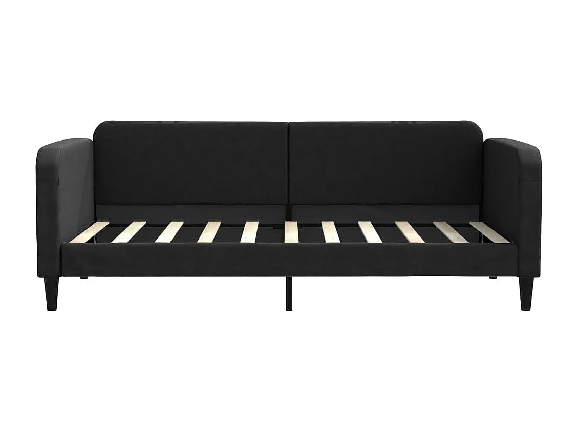 Lit de jour avec matelas noir 90x190 cm tissu