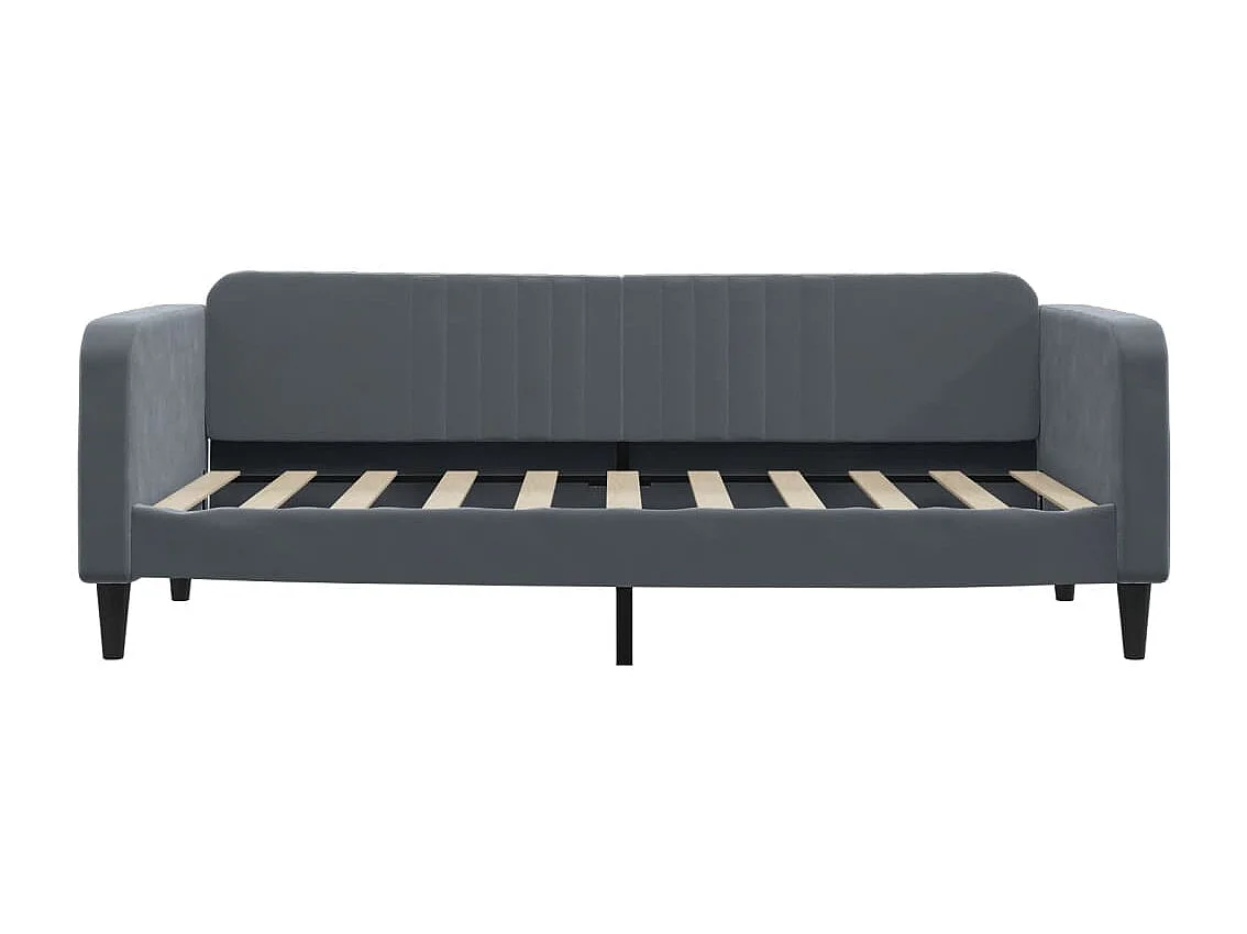 Lit de jour avec matelas gris foncé 90x190 cm velours