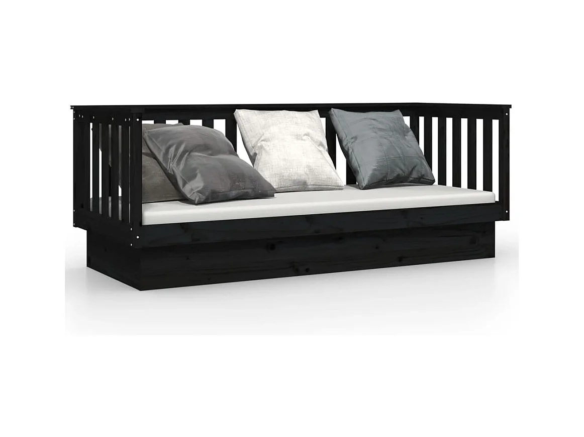 Dagbed zonder matras zwart 90x190 cm massief grenenhout