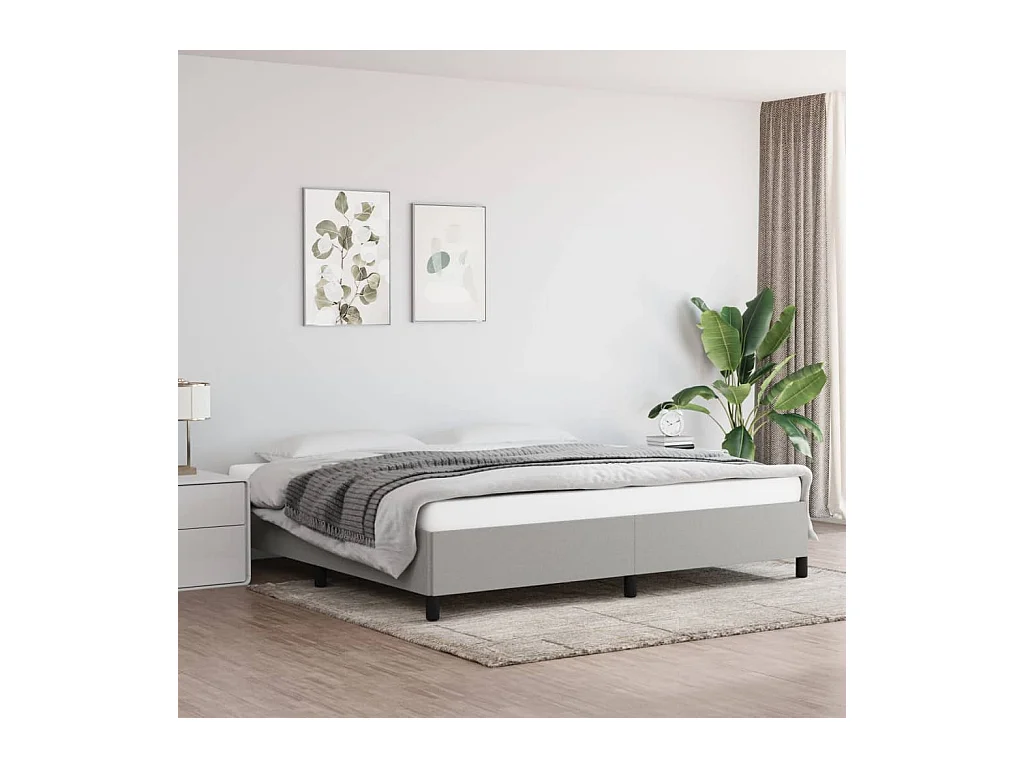 Struttura letto senza materasso tessuto grigio chiaro 200x200 cm