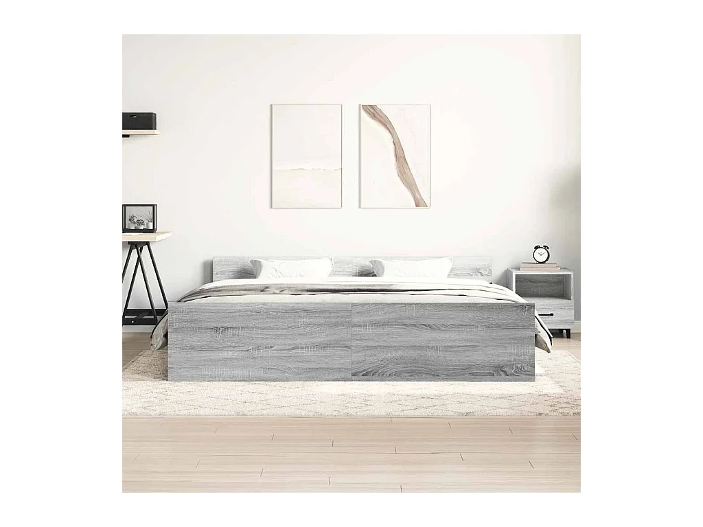 Cadre de lit sans matelas sonoma gris 180x200 cm