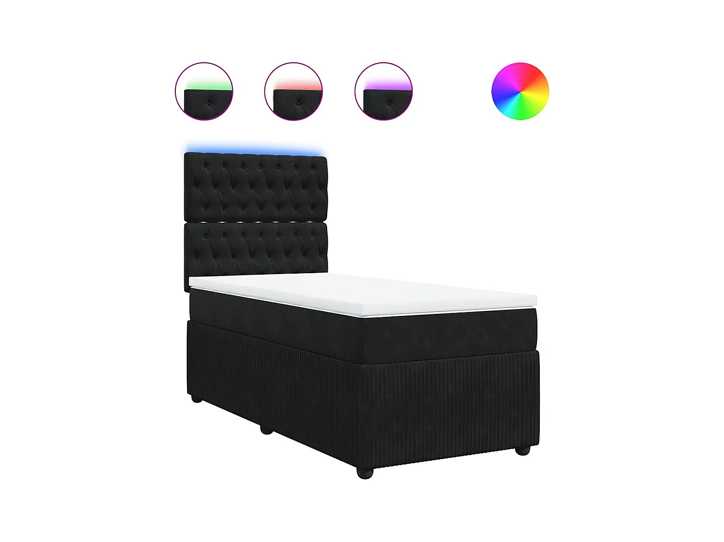 Lattenbodem en matras Zwart 80x200 cm Fluweel