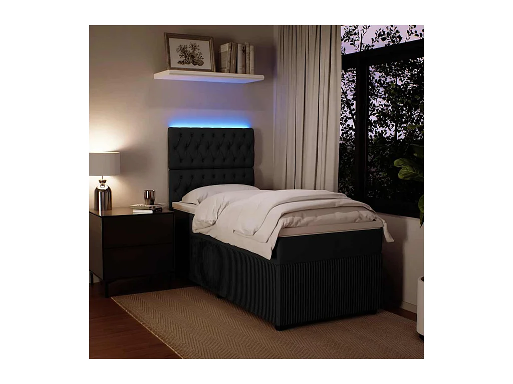 Lattenbodem en matras Zwart 80x200 cm Fluweel