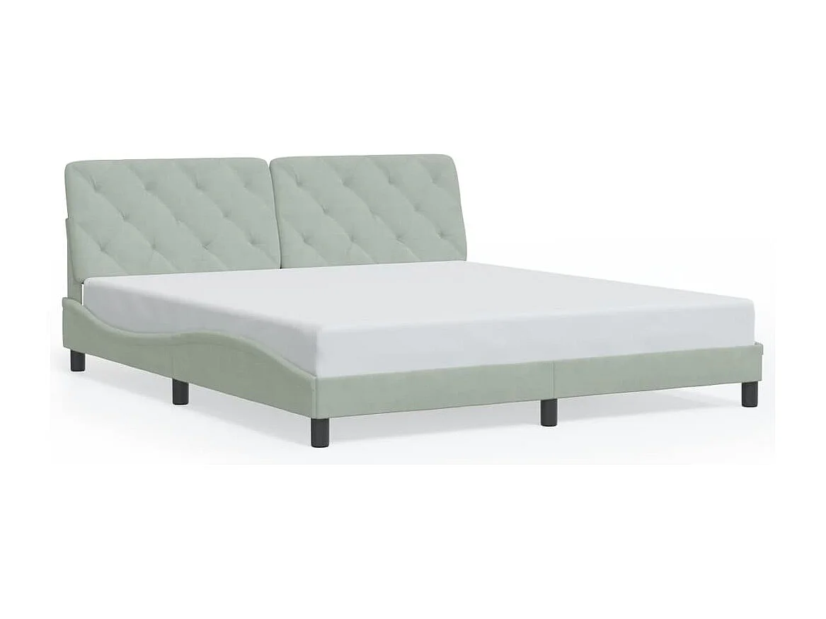 Cadre de lit sans matelas gris clair 180x200 cm velours