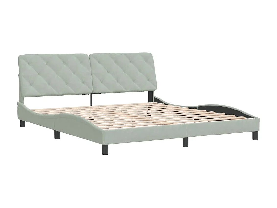Cadre de lit sans matelas gris clair 180x200 cm velours