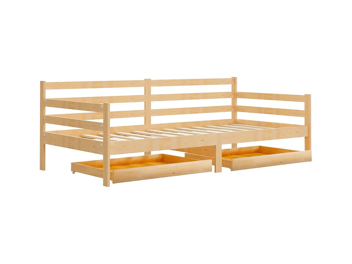 Dagbed zonder matras met lades 90x200 cm massief grenenhout