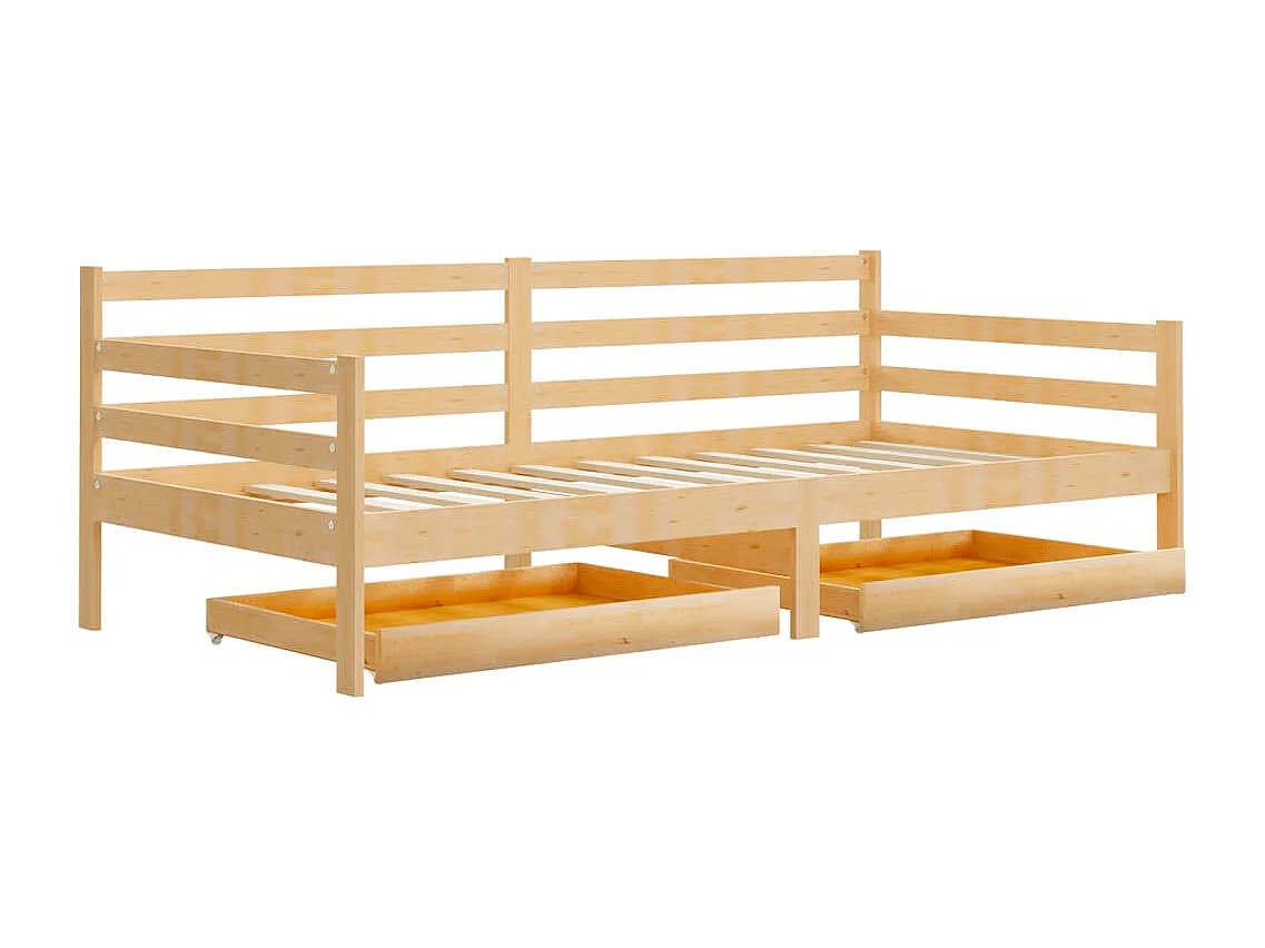 Lit de jour sans matelas avec tiroirs 90x200 cm bois pin massif