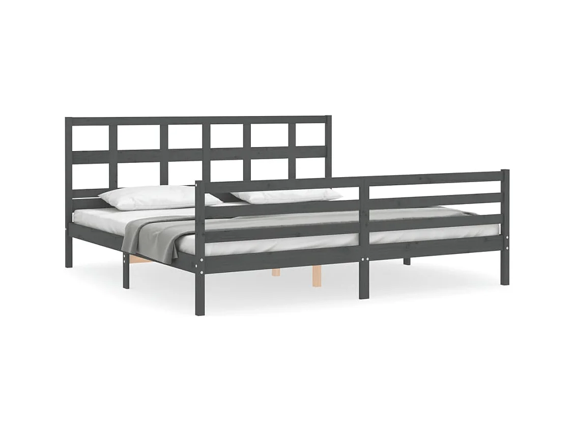 Bettgestell ohne Matratze grau 200x200 cm Massivholz