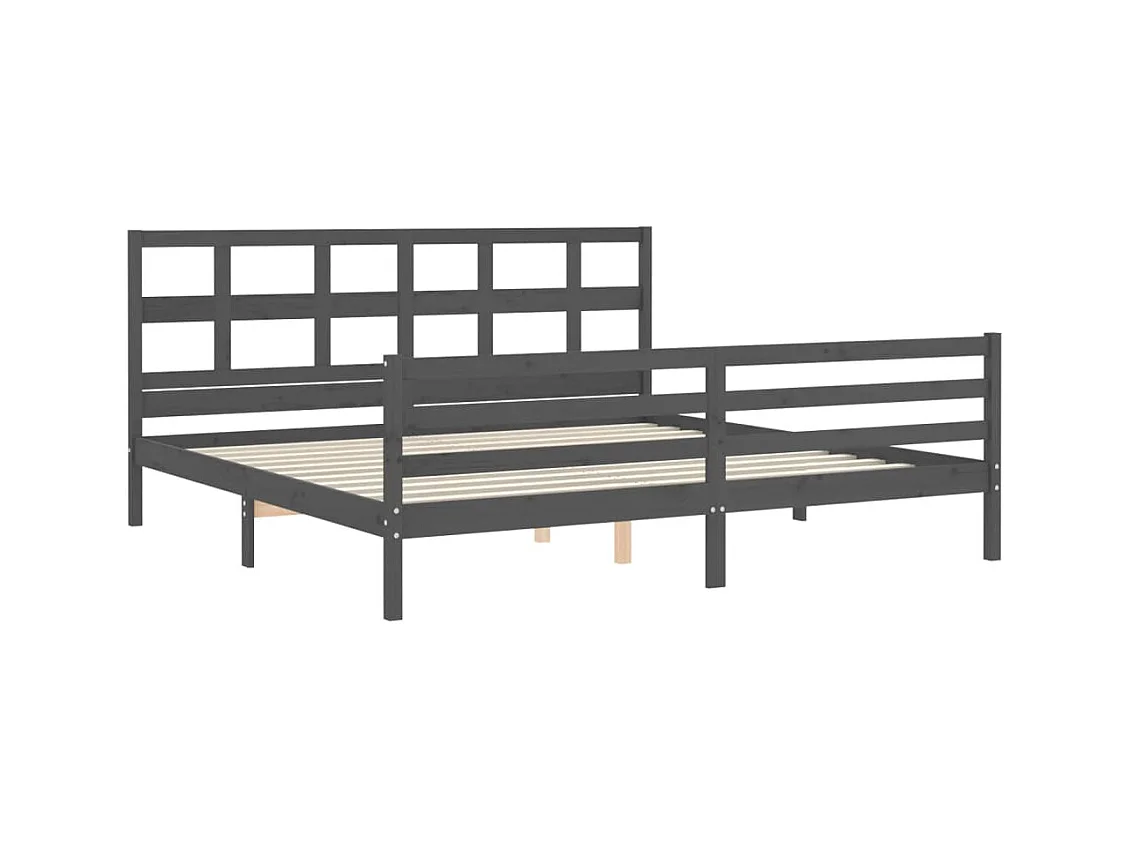 Bettgestell ohne Matratze grau 200x200 cm Massivholz