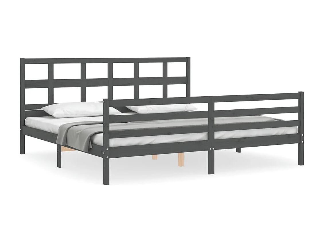 Bettgestell ohne Matratze grau 200x200 cm Massivholz