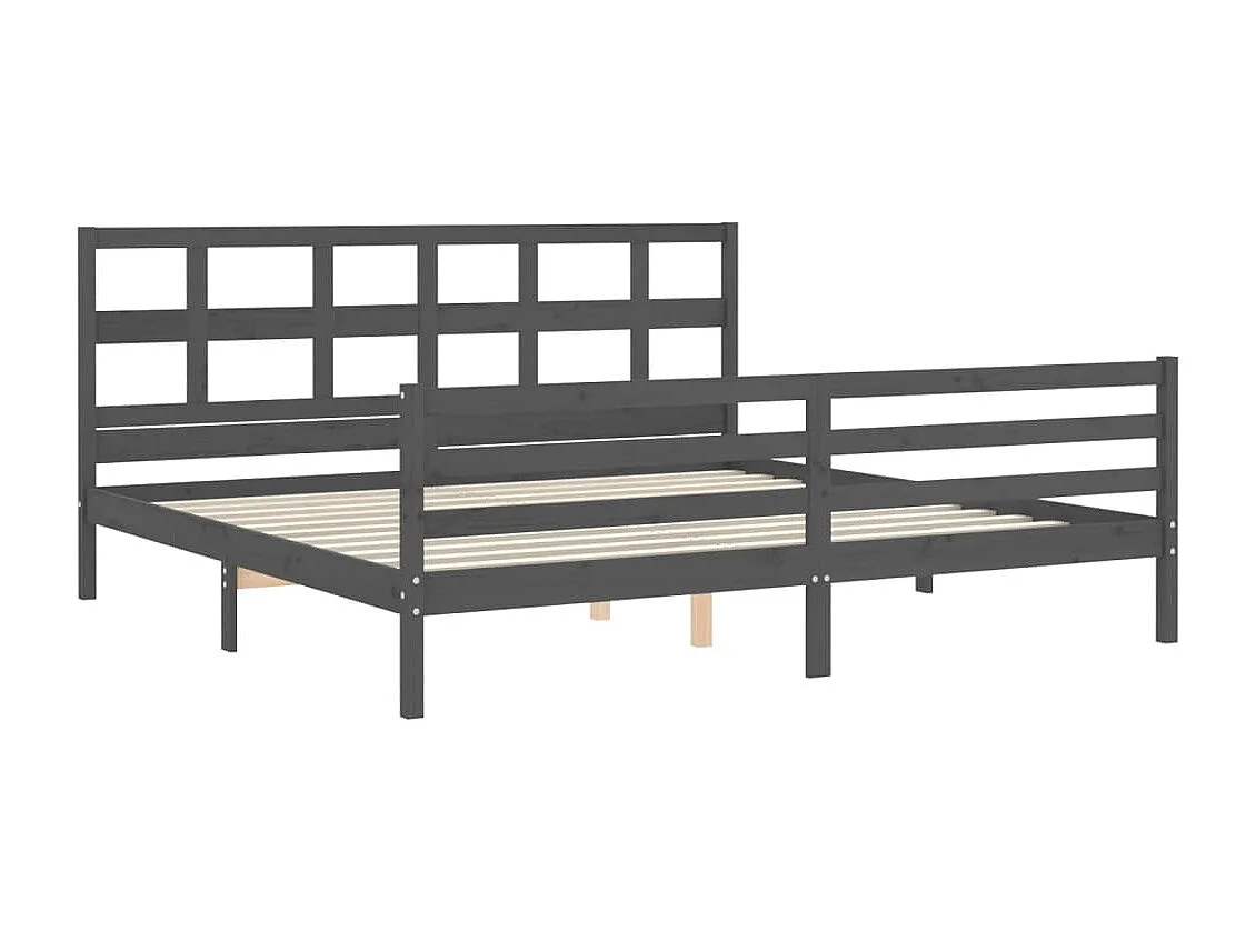 Bettgestell ohne Matratze grau 200x200 cm Massivholz