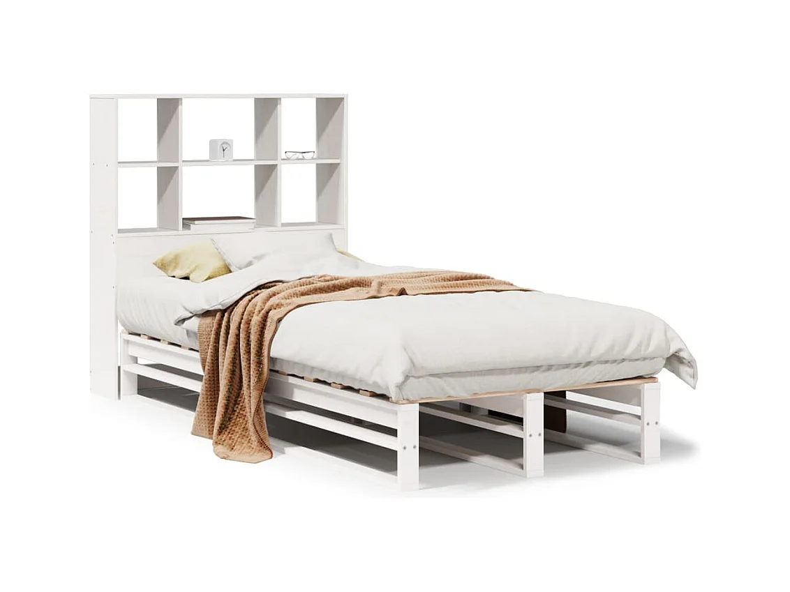 Weißes Regalbett ohne Matratze 90x200 cm Massivholz