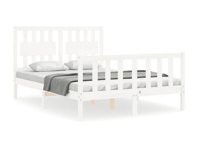 Cadre de lit sans matelas blanc bois de pin massif