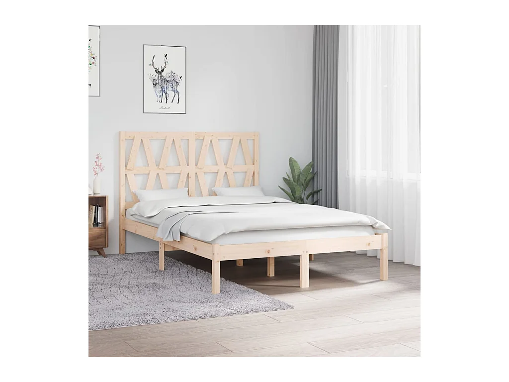 Estructura de cama de madera maciza sin colchón