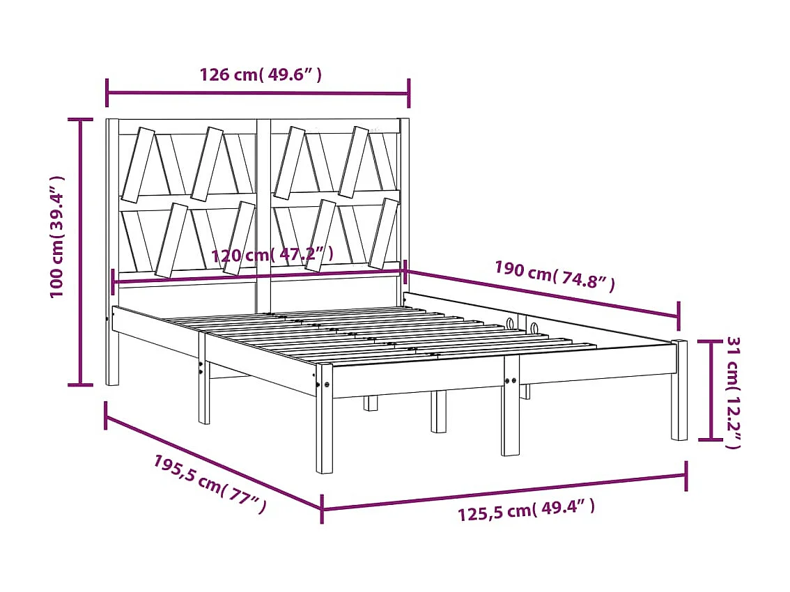 Bedframe van massief hout zonder matras