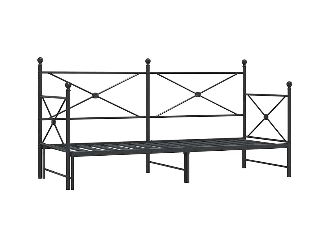Lit de jour et lit gigogne sans matelas noir 90x190 cm acier