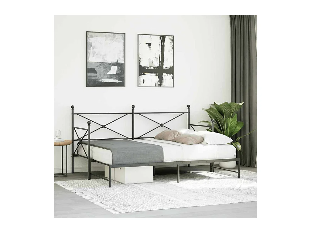 Lit de jour et lit gigogne sans matelas noir 90x190 cm acier