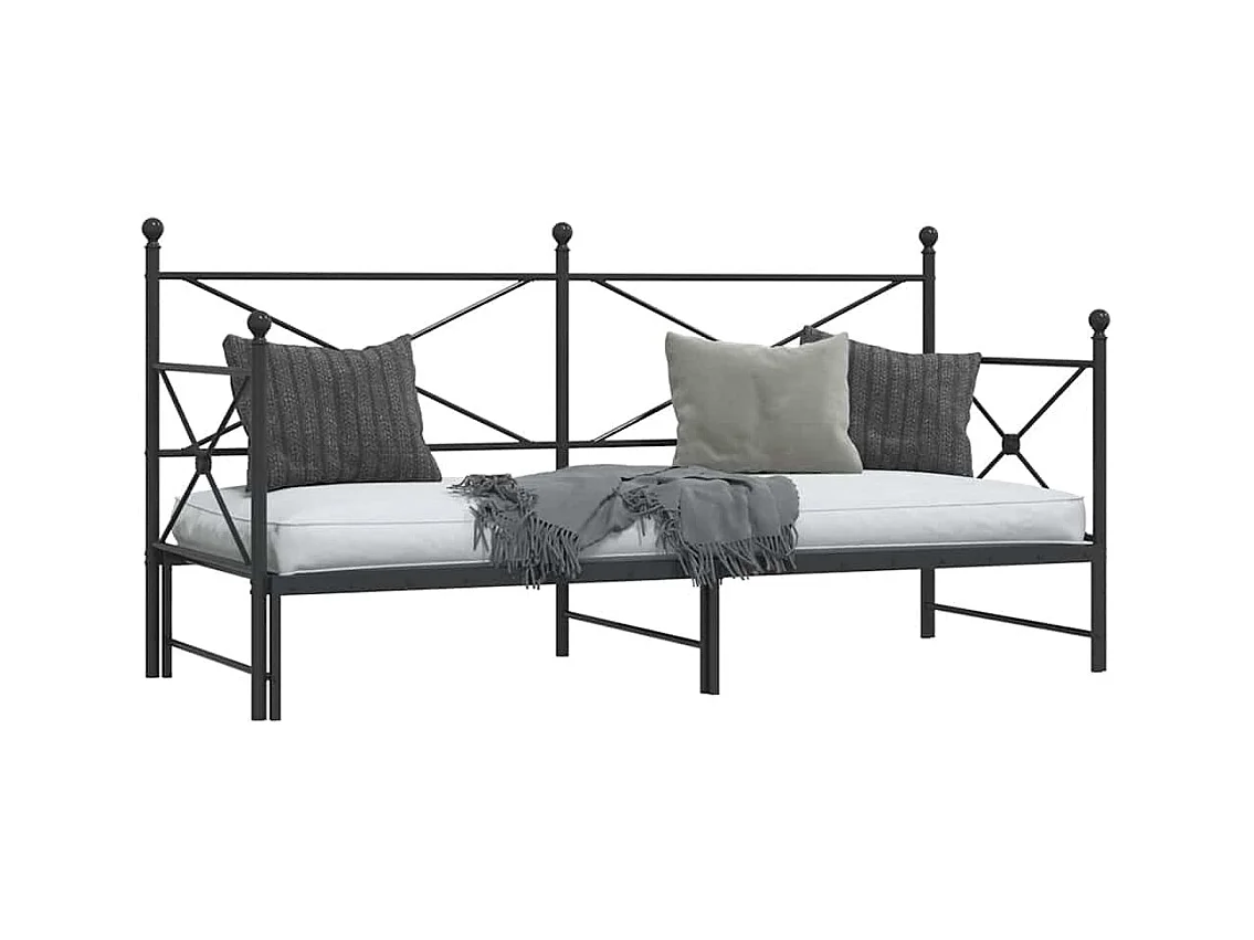 Lit de jour et lit gigogne sans matelas noir 90x190 cm acier