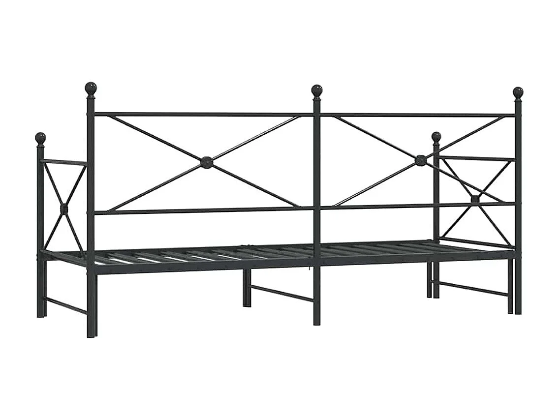 Lit de jour et lit gigogne sans matelas noir 90x190 cm acier