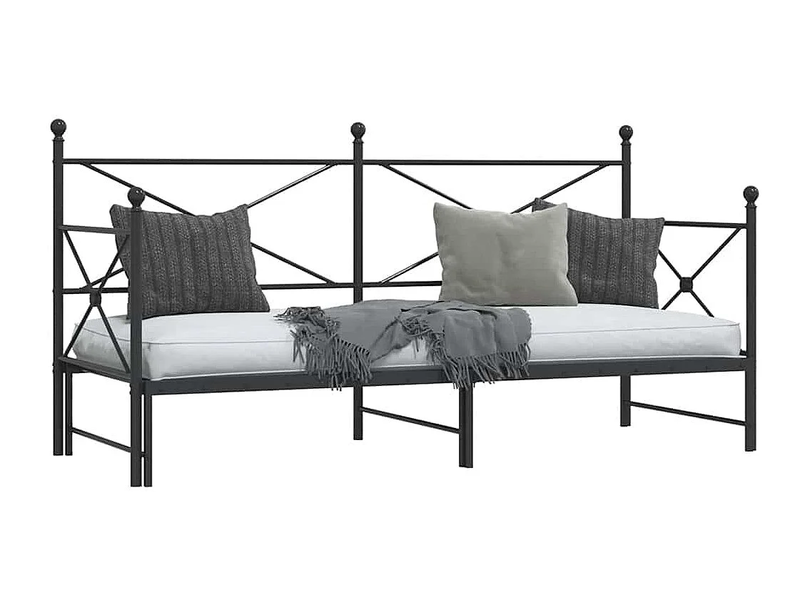 Dagbed en uitschuifbed zonder matras zwart 90x190 cm staal