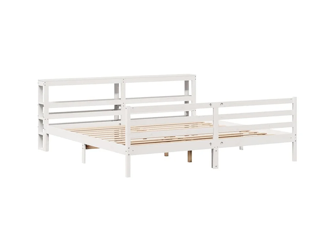 Bedframe zonder matras wit 200x200 cm massief grenenhout