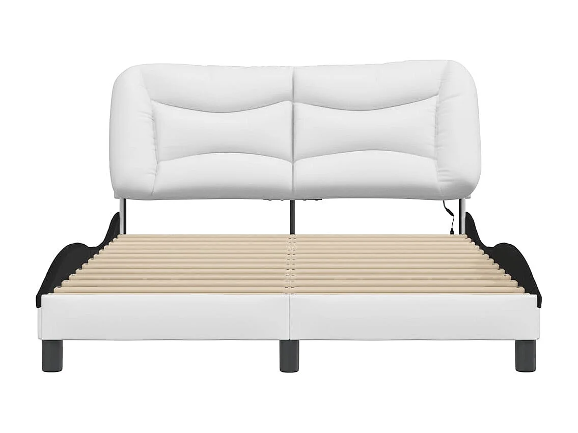 Bettgestell mit LED ohne Matratze weiß und schwarz 140x200 cm