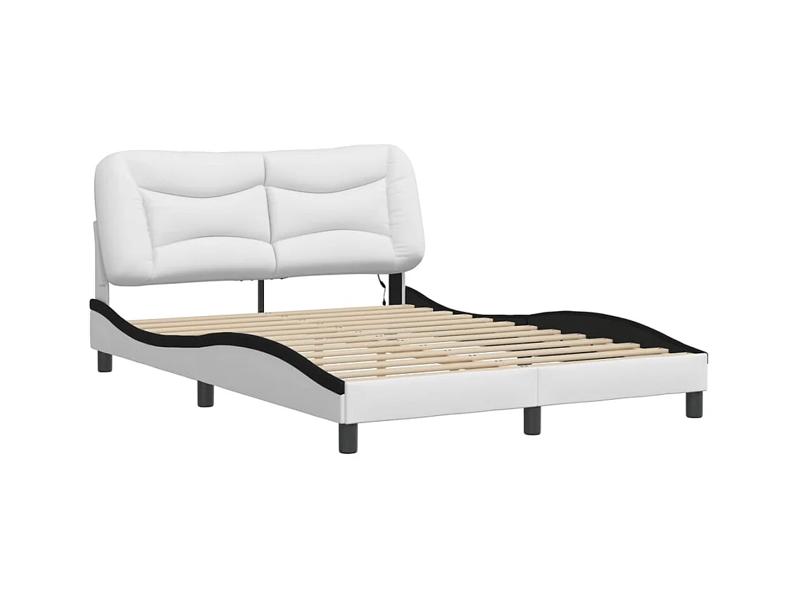 Estructura de cama con LED sin colchón blanco y negro 140x200 cm