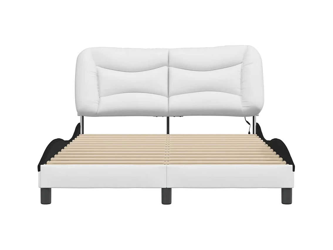 Estructura de cama con LED sin colchón blanco y negro 140x200 cm