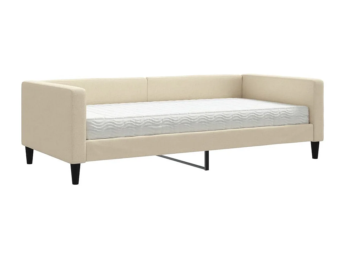 Dagbed met crèmekleurige matras 100x200 cm stof
