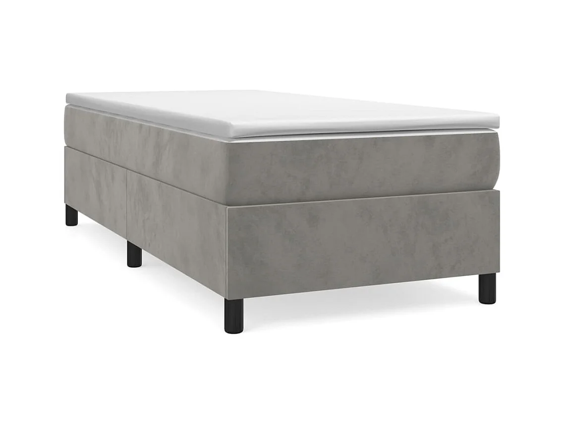 Somier de láminas y colchón Terciopelo Gris claro 90x200 cm