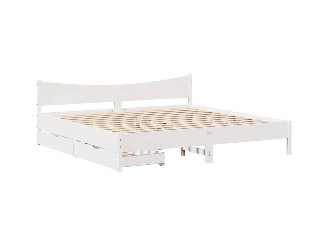 Bedframe met lades wit 180x200 cm massief grenenhout