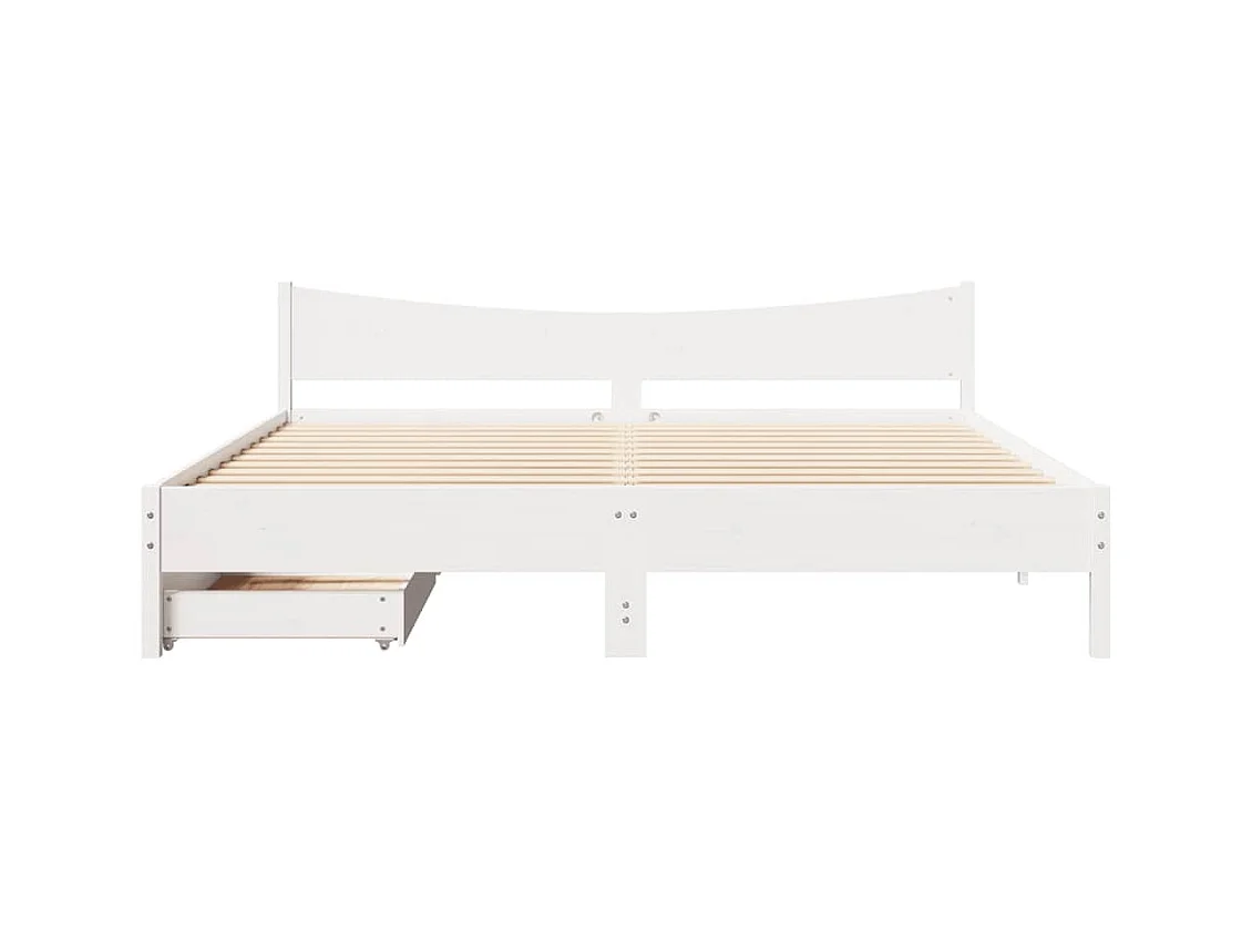 Bedframe met lades wit 180x200 cm massief grenenhout