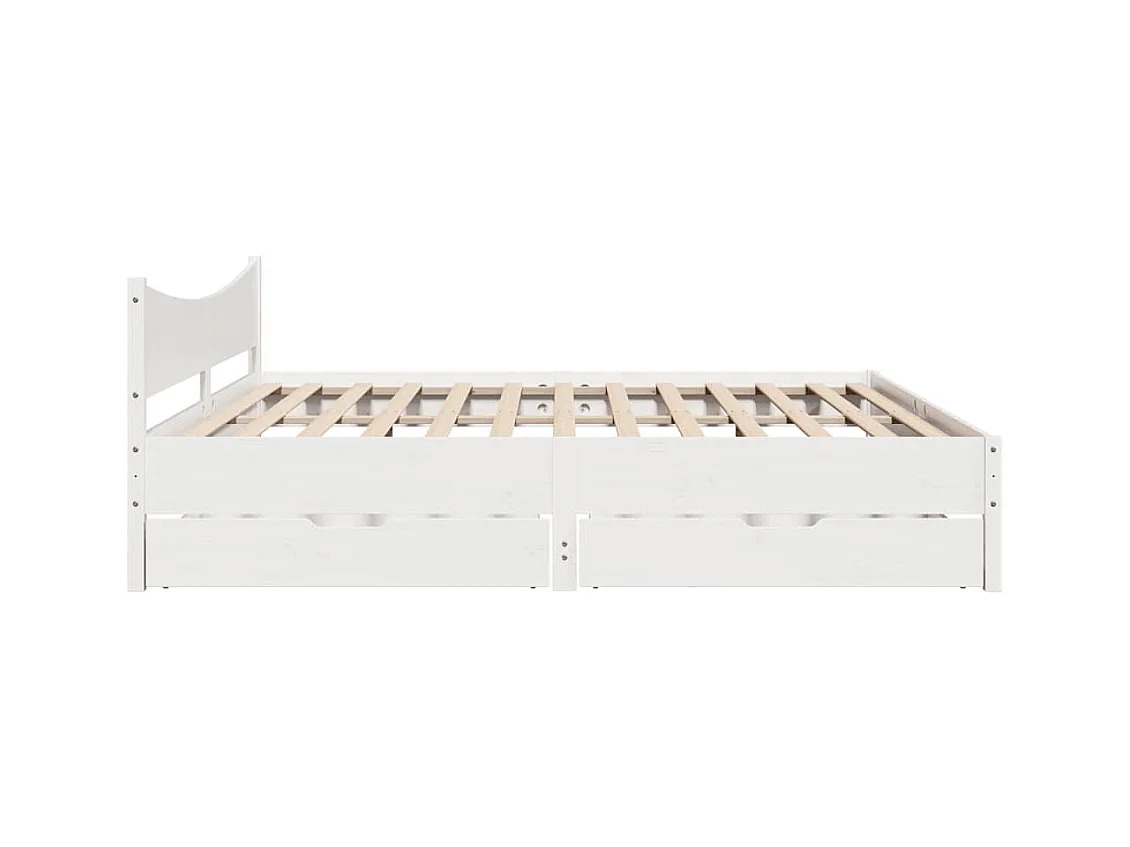Bedframe met lades wit 180x200 cm massief grenenhout
