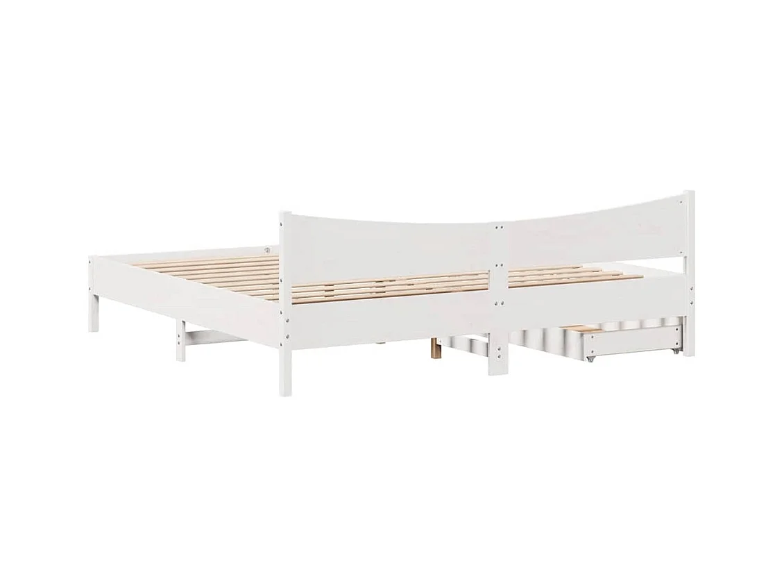 Bedframe met lades wit 180x200 cm massief grenenhout