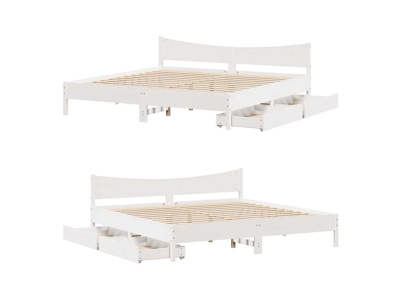 Bedframe met lades wit 180x200 cm massief grenenhout