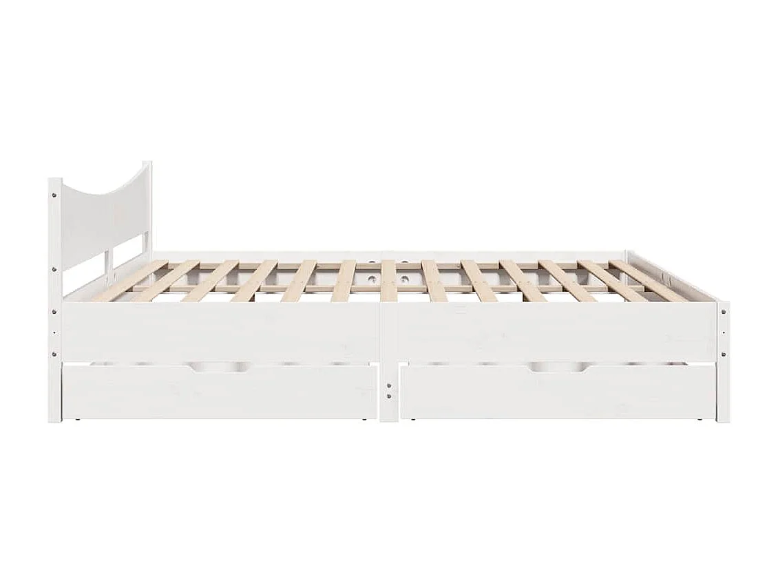 Cadre de lit avec tiroirs blanc 180x200 cm bois de pin massif