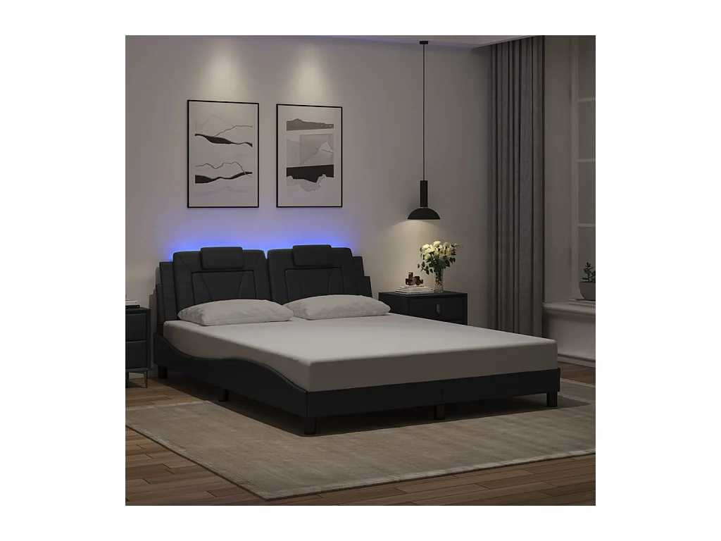 Bedframe met LED zonder matras zwart 160x200 cm