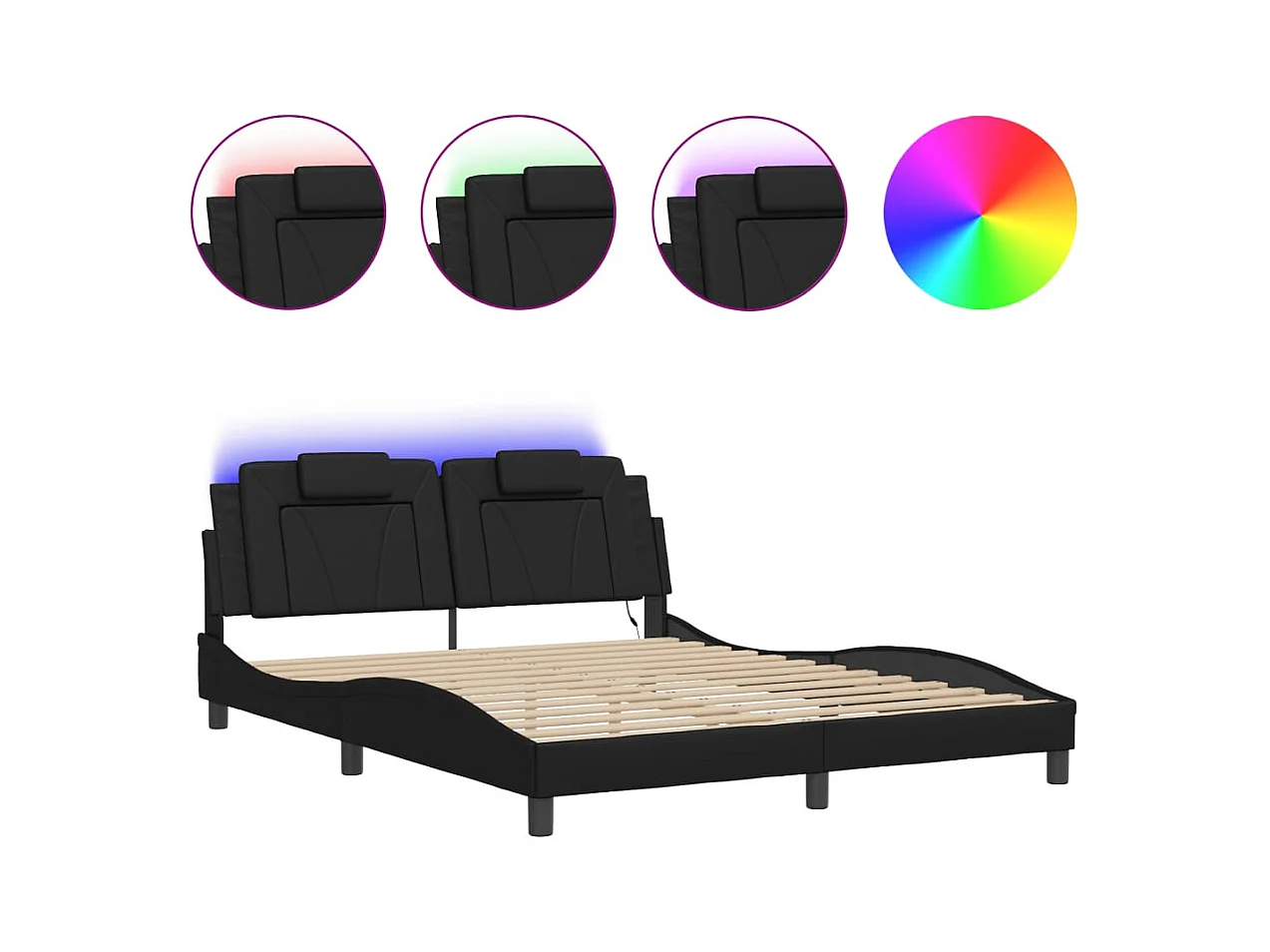 Bedframe met LED zonder matras zwart 160x200 cm