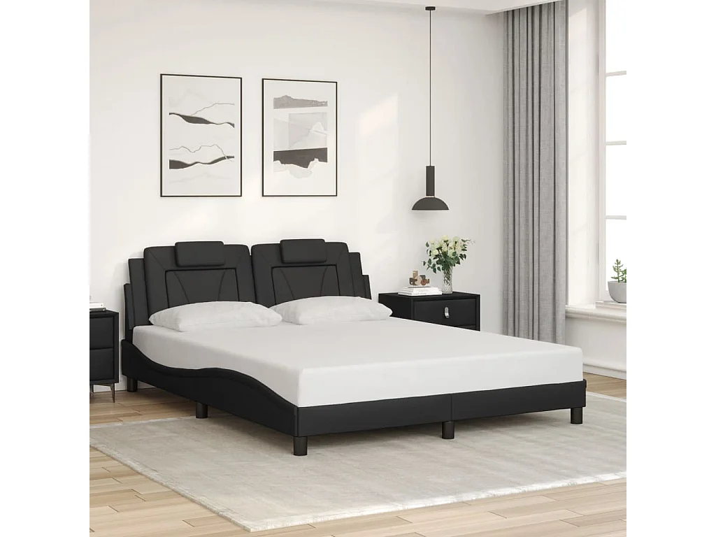 Cadre de lit avec LED sans matelas noir 160x200 cm