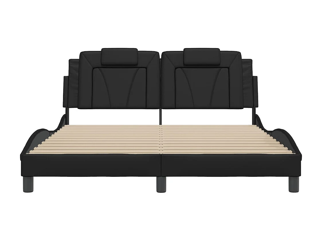 Cadre de lit avec LED sans matelas noir 160x200 cm