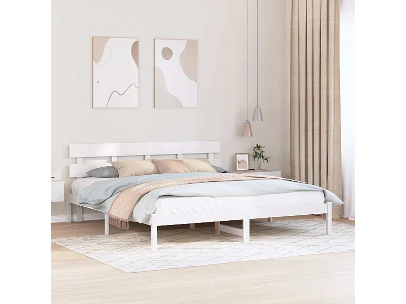 Struttura letto bianca 180 x 200 cm Legno massello di pino