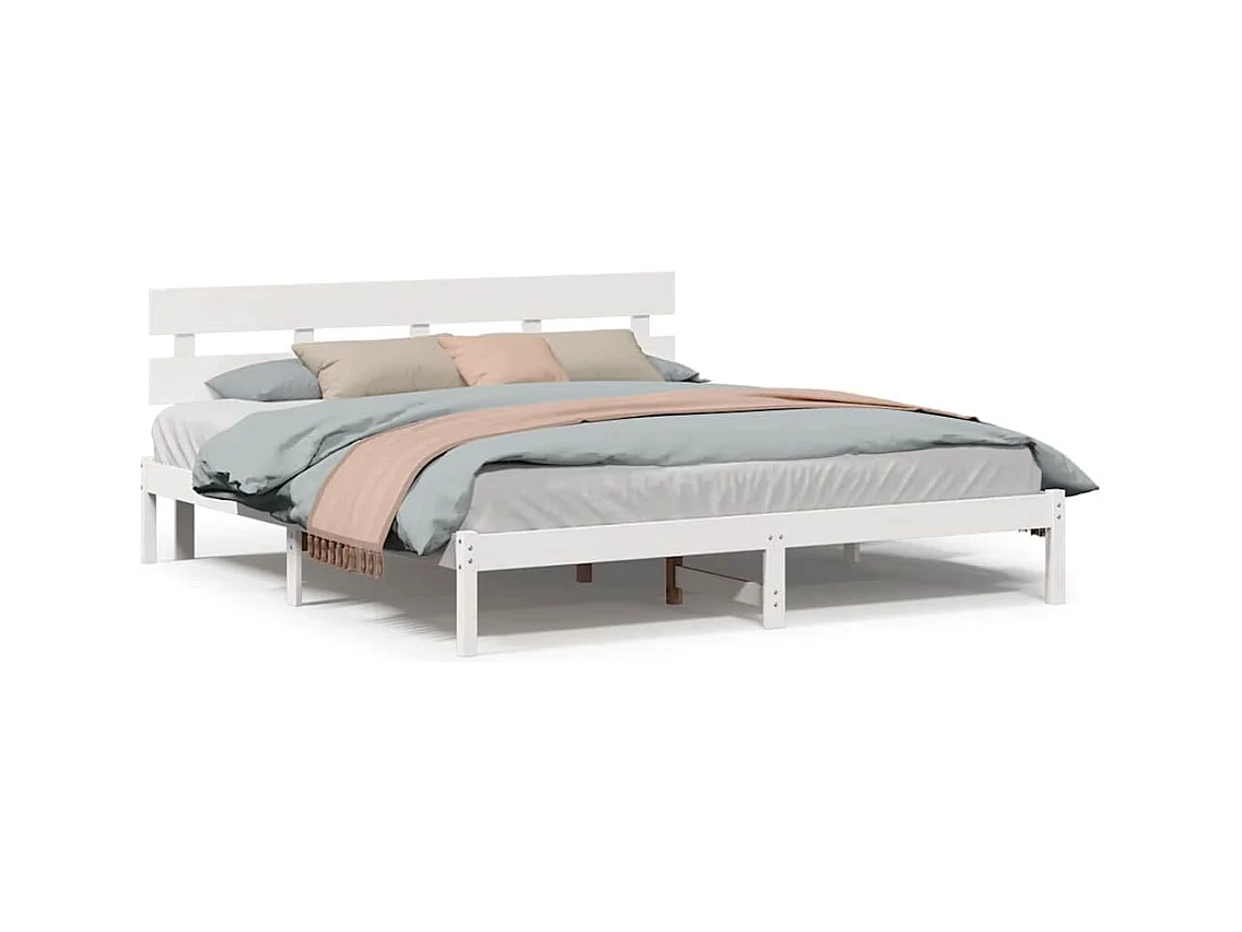 Struttura letto bianca 180 x 200 cm Legno massello di pino