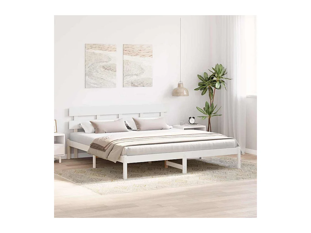Struttura letto bianca 180 x 200 cm Legno massello di pino
