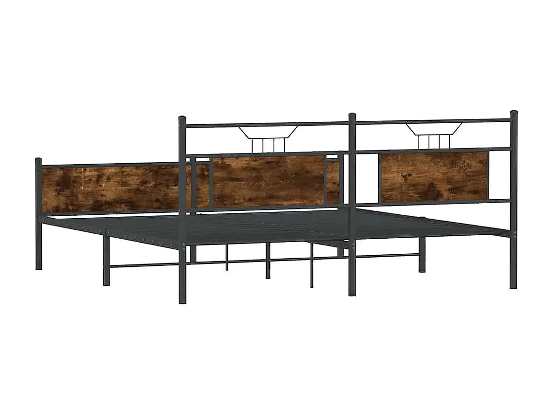 Struttura letto in metallo senza materasso rovere affumicato 160x200 cm